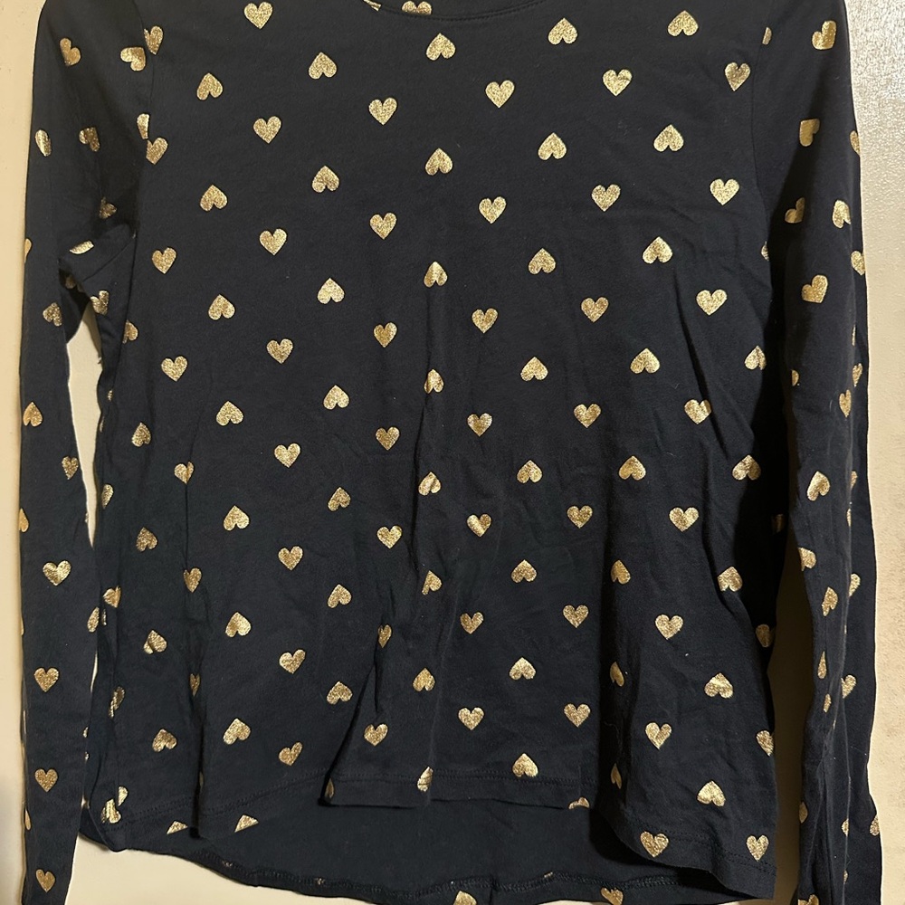 Old Navy Black Tee with Gold Heart Design